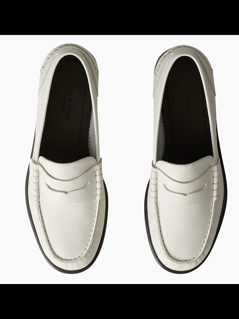 Women's Rag & Bone White Leather Penny Loafers
